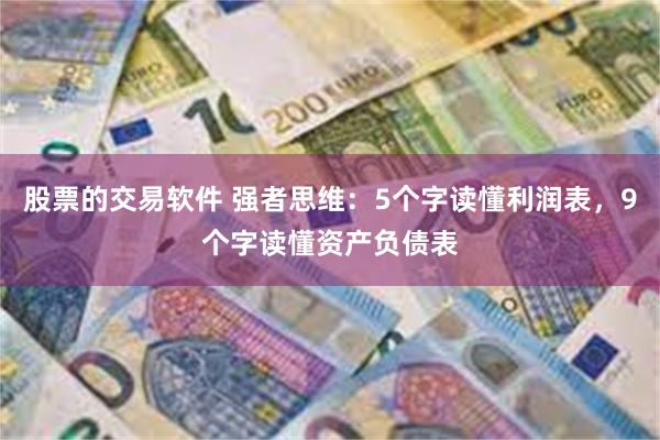 股票的交易软件 强者思维：5个字读懂利润表，9个字读懂资产负债表