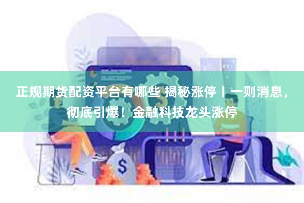 正规期货配资平台有哪些 揭秘涨停丨一则消息，彻底引爆！金融科技龙头涨停